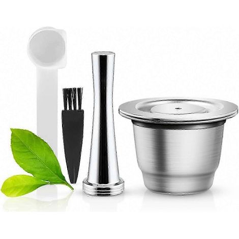 Wiederverwendbare Edelstahl-Kartuschen für Nespresso-Maschinen, Kaffeefilter-Set mit Nachfüllpackung, kompatibel mit allen Kapseln (1/4)