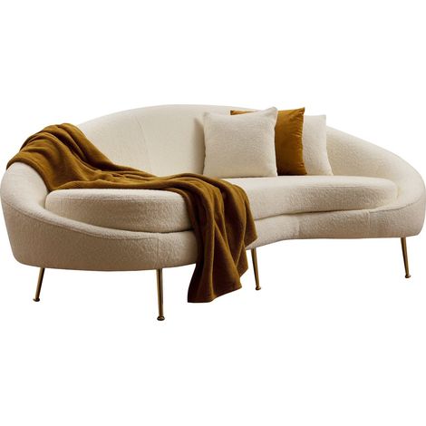 Canapé 3 places tissu coton bouclé ultra doux crème Tazany 255cm (1/5)