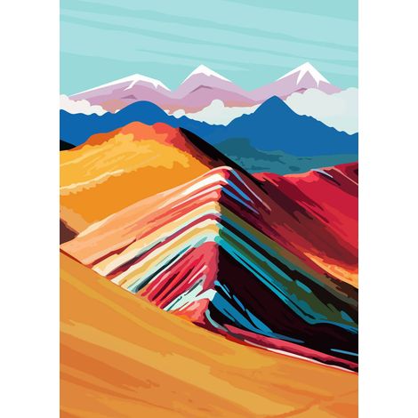 Tableau sur toile Vinicunca 30x45 cm - Impression sur Toile Murale Décorative - Image imprimée en HD sur Toile - Toile sur Châssis en Bois FSC - Fabriqué en France (1/5)