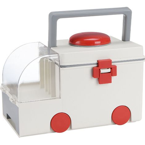 Boîte de rangement pour médicaments en polypropylène (PP) en forme d'ambulance, trousse de secours portable avec poignée, pour la maison (1/4)