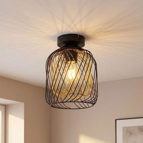 Deckenlampe Deckenleuchte Wohnzimmerlampe Metall Gitter schwarz gold H 24,5 cm (1/5)