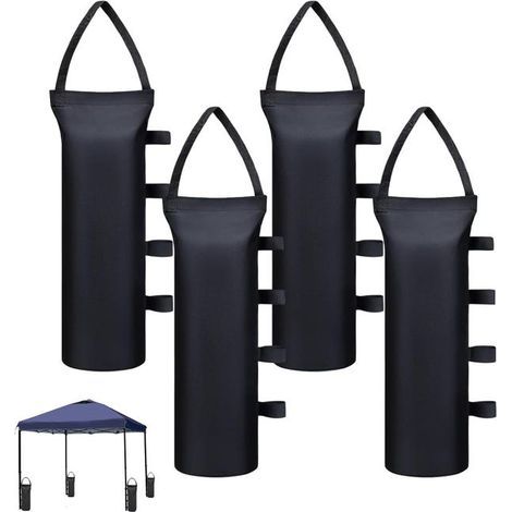 set of 4 thick weighted bags, suitable for awnings and tents (47 x 20 cm - black, sand not included). (1/5)