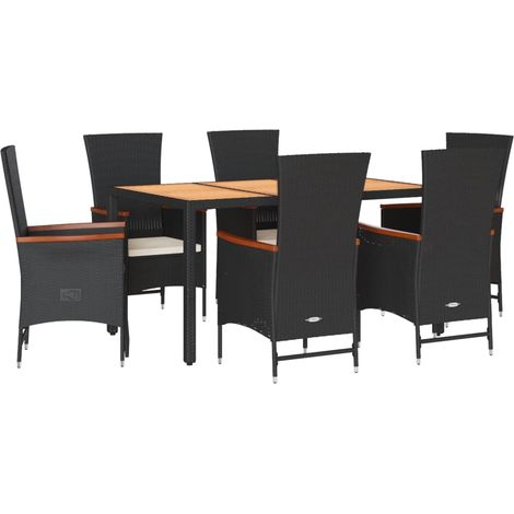 Maison Exclusive - 7-tlg. Garten-Essgruppe mit Kissen Schwarz Pol (1/5)