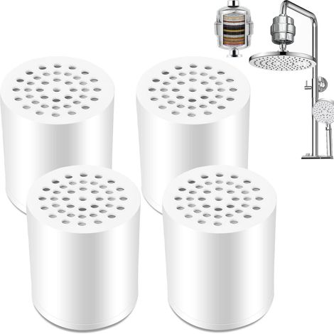 Lauwexe – Lot de 4 filtres de douche universels 20 étapes – Purificateur d'eau dure – Élimine chlore, métaux lourds, fer – Compatible avec pommeaux de douche