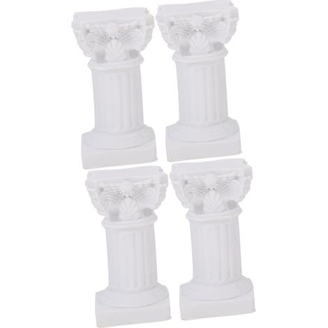 Porte-Bougie Colonne Romaine Blanc en Résine Synthétique 4 Pièces (1/5)