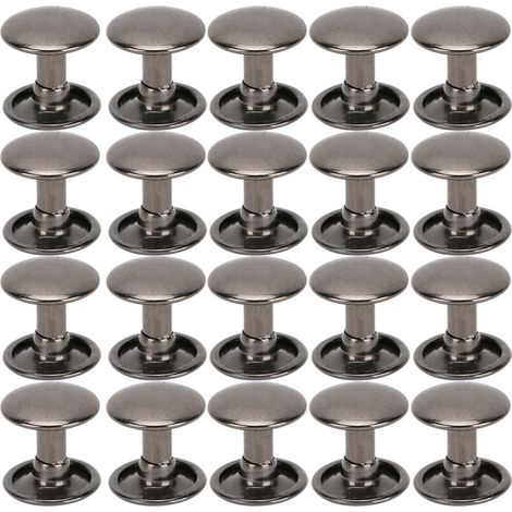200 Sets Double Rivet à Capuchon Clou à Étudiant Rond en Fer Bouton Jean Cuir Chaussures Sacs Vêtements 10x10mmNoir (1/4)