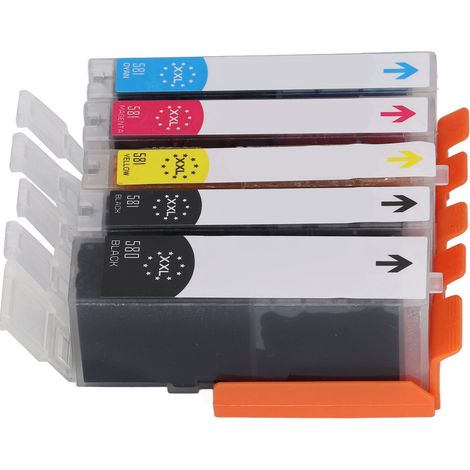 Cartouches d'encre 580-581, pack de 5 cartouches couleur avec encre pour imprimantes Canon PIXMA TS705, TR7550, TR8550, TS6150, TS6151, TS6250 (compatibles Europe et Turquie). (1/5)