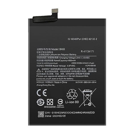 NX - Batterie téléphone, smartphone, GSM pour Redmi Note 9 Pro 3.87V 4920mAh - BN53 (1/2)