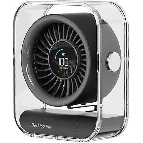 HONORNIC - Ventilateur de bureau turbo haute vitesse, mini, noir, chargement USB, affichage numérique et mini, pour la maison.