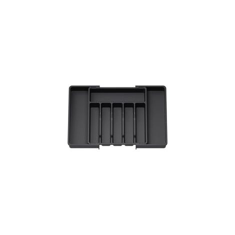 Range Couverts, Plateau d'Ustensiles Extensible pour Tiroir, Organisateur de Tiroir Réglable pour la Cuisine, Rangement Compact en Plastique pour contenir des Cuillères, Fourchettes, Noir (1/5)