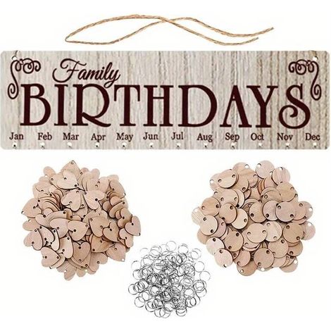 Lavagna di compleanno fai da te in legno da appendere, calendario e cartello promemoria di compleanno da parete con 100 etichette in legno, un regalo fantastico per mamma e nonna, cartello da appender