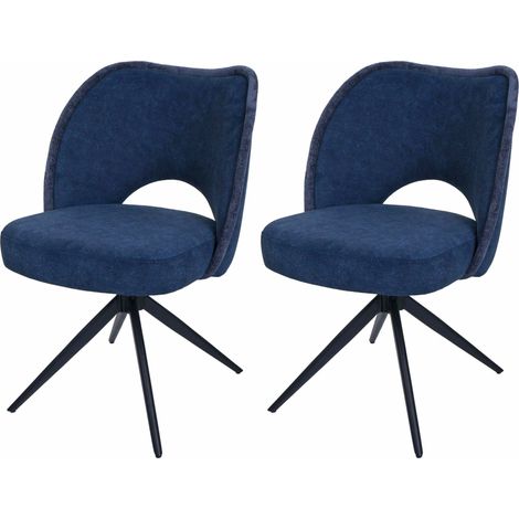Juego de 2 sillas de comedor HHG-597, silla de cocina tapizada, giratoria con retorno automático, tela/textil (420 g/m²) Oeko-Tex, azul (1/5)