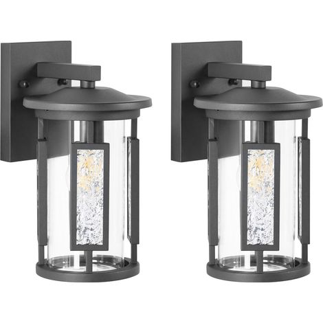 Set of 2 Outdoor Wall Lamps Black Metal Traditional Style Front Door Porch Light VEDEA (1/5)