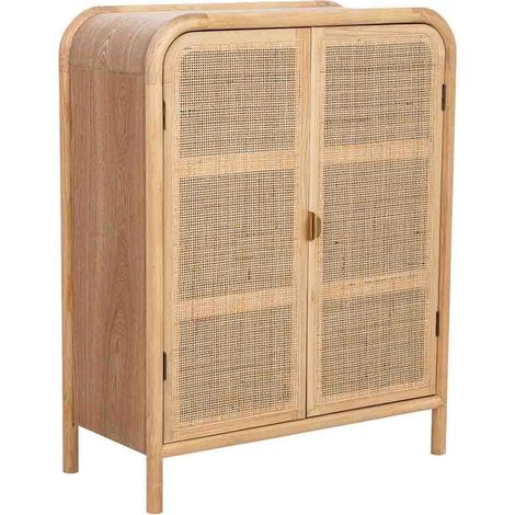 Armario de madera y ratán marrón 80x37x101h cm (1/5)