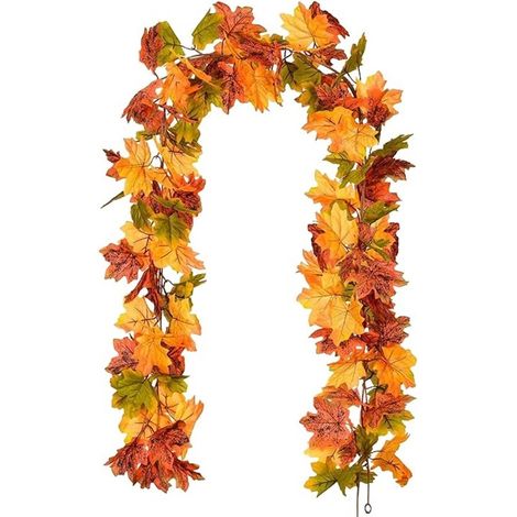 Decorazione autunnale - Ghirlanda artificiale di foglie d'acero - 1,77 m - Pianta autunnale da appendere per casa, giardino, parete, porta e sfondo - Decorazione per feste di matrimonio (1/5)