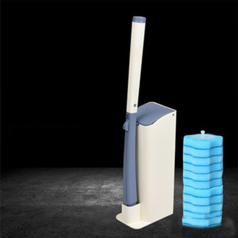 Kit de brosse WC jetable avec support mural - Système de nettoyage de toilettes jetable avec de rechange pour brosse WC