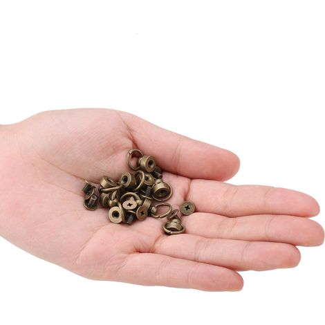 20 rivets de 8 mm à monter soi-même pour la confection de portefeuilles, étuis de téléphone, sacs à chaîne et vis en cuir - Couleur bronze (1/5)