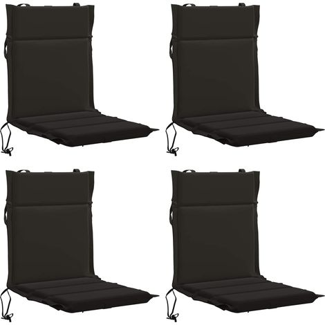 Lot de 4 coussins de chaise à dossier haut GEMERT - 110 × 50 × 3 cm - noir - 100 % polyester