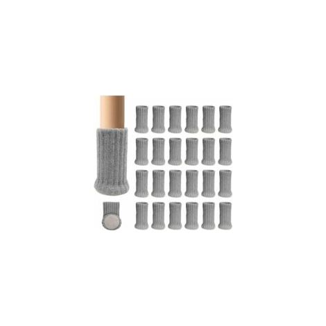 Chaussettes de Meubles en Tricot Antid��rapantes pour Pieds de Chaises, Pour Eviter Les Rayures et R��duire Le Bruit, Se D��placer Facilement, Gris 24 pi��ces -- Crezuo (1/4)