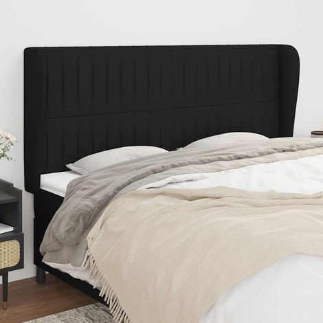 vidaXL Cabecero con orejas de tela negro 183x23x118/128 cm (1/5)