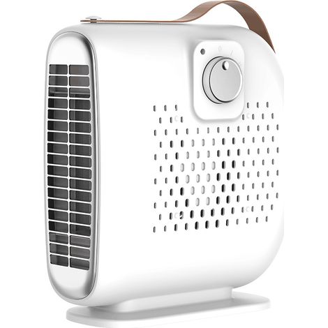 Portable fan heater. 500 watts, wave-shaped heating wire, two fan speeds, suitable for standing or lying down. (1/4)