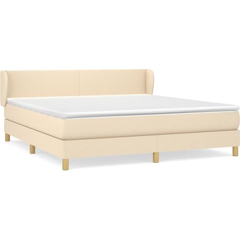Maison Exclusive - Sommier à lattes de lit avec matelas Crème 160x200 cm Tissu (1/5)