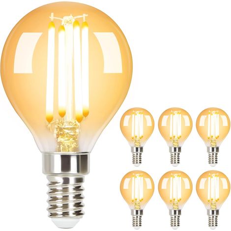 ZMH 6 Ampoules LED E14 4W eq 40W, Vintage Edison Blanc chaud 2700K G45 Ampoule à filament économie d'énergie pour Maison hôtel (1/5)