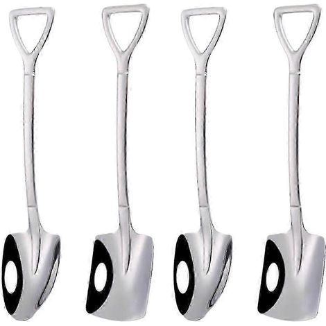 Ensemble de 4 couverts en acier inoxydable : petites cuillères, cuillères à gâteau, cuillères de service en métal, cuillères de table QAQ (1/3)