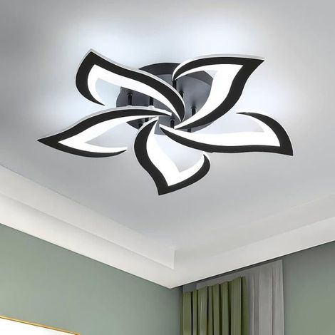 Plafonnier LED 5 têtes 60 W 7200 lm - blanc froid - noir - éclairage - décoration - économique - intérieur (1/4)