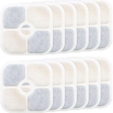 Filtres pour fontaine à eau (lot de 12) - Compatible avec Catit PIXI 43717 - Filtre à charbon actif - Haute qualité - Purifiant - Recharge - Filtres pour fontaine à eau pour animaux - Format rectangu (1/4)