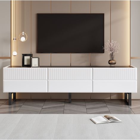 MEUBLIV TV-Möbel 170x35x47 cm Schwarz/Weiß – Stauraum mit 3 Schubladen (1/5)