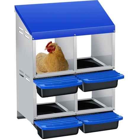 Pondoir Poules Pondeuses 6 Compartiments, Pondoir pour Poules Nichoirs avec perchoir, antirouille, Nichoir 2 Niveaux - Antirouille, Étanche, Ventilé, Bleu (1/5)