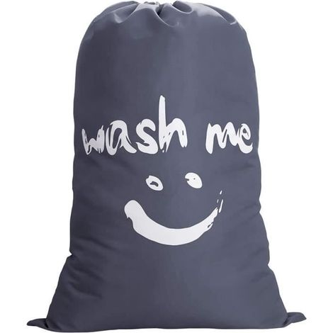 1 sac à linge en nylon, grande capacité 60-80 L, pliable avec cordon de serrage pour voyage et rangement (1/4)