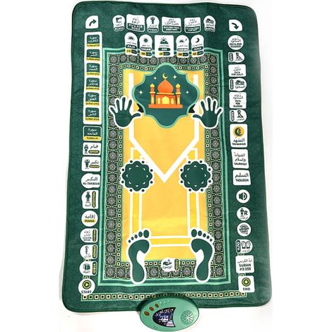 Tapis électronique islamique musulman Musallah Namaz - 6 fils vert