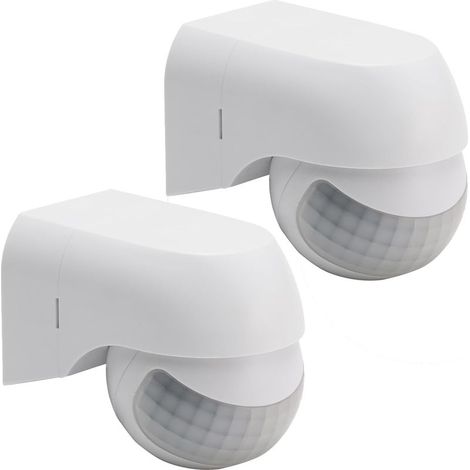2 pièces IP44 intérieur extérieur imperméable capteur de Mouvement Infrarouge PIR, portée de détection jusqu'à 6m à 120°, AC 220 240V logement Blanc (1/5)