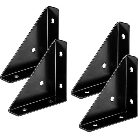 4Pcs Corner Brace Bed Corner Bracket Triangle Clamp Fixing Connector Support for Desk Bed Black (1/5)