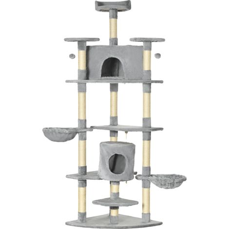 Árbol para gatos, diseño multinivel, hamacas cómodas, gris. (1/2)
