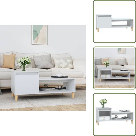 Couchtisch Hochglanz-Weiß 100x50x45 cm Holzwerkstoff - Couchtisch - Wohnzimmerstil - Holzwerkstoff Möbel - Weißer Couchtisch - TV Stand (1/5)
