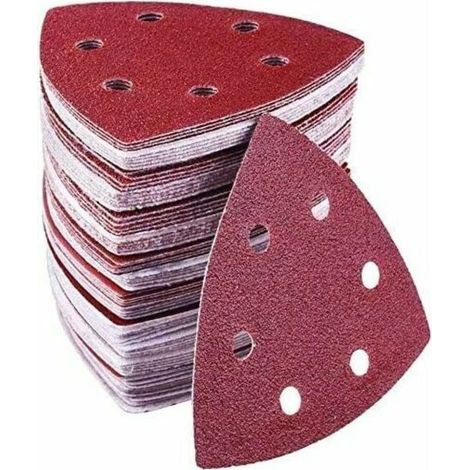 XVX Triangles abrasifs 6 trous 93 x 93 x 93 mm grains 40/60/80/120/180/240 - triangle de poncage pour ponage et polissage Macaron (1/5)