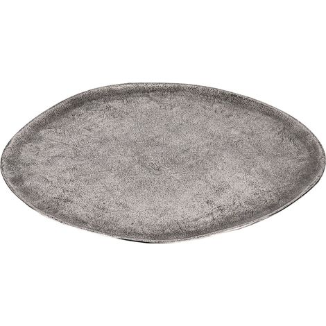 EGLO LIVING Dekoschale Forleyet, elegante Schale zum Dekorieren, flacher Dekoteller handmade aus Aluminium in Nickel-Antik, Metallteller 36 x 32 cm