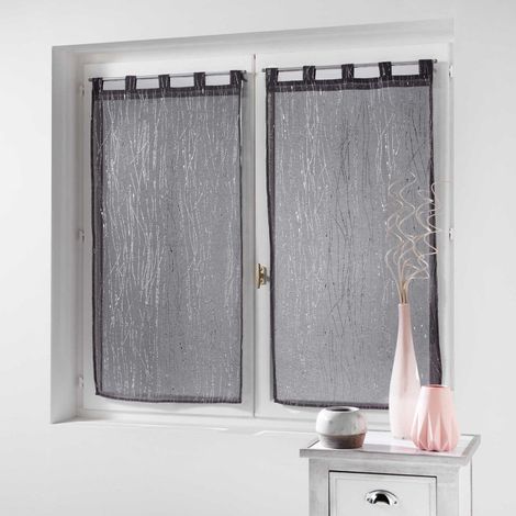Paire de Voilages "Filiane" 60x160cm Anthracite (1/2)
