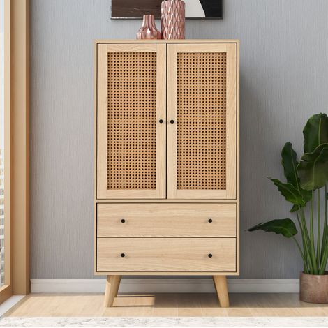 Credenza con 2 ante e 2 cassetti, 60 x 40 x 120 cm, finitura rovere, DESVIAE (1/5)