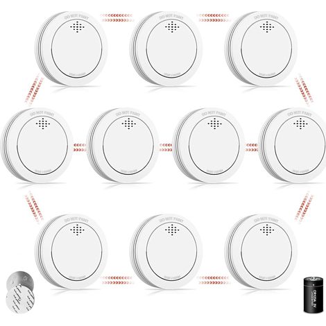 Détecteur de fumée avec Support magnétique, Alarme Incendie connectée avec Batterie remplaçable, Alarme sonore de 85 DB, Fonction Silence pour la Maison (1/5)