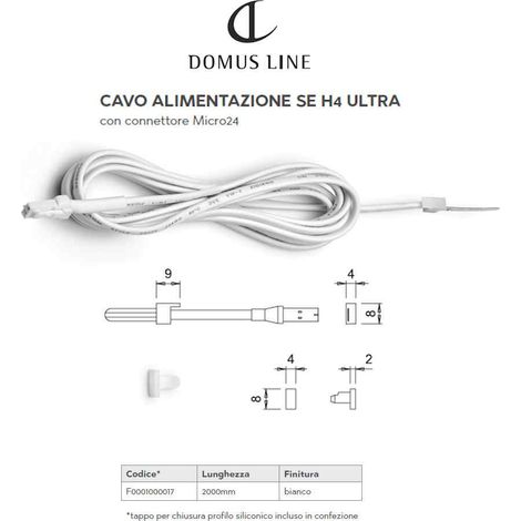 Cavo Alimentazione Domus Line 2m LED H4 Ultra con Tappo (1/2)