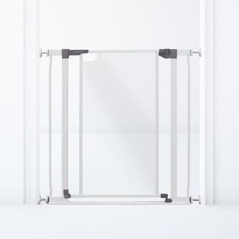 Barrière de sécurité DREAMBABY à panneau transparent - Fonction de maintien en position ouverte - Base anti-chute - Blanche (1/5)