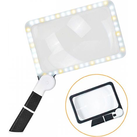 Loupe carrée de poche, pliable, portable, avec éclairage LED bicolore (1/5)
