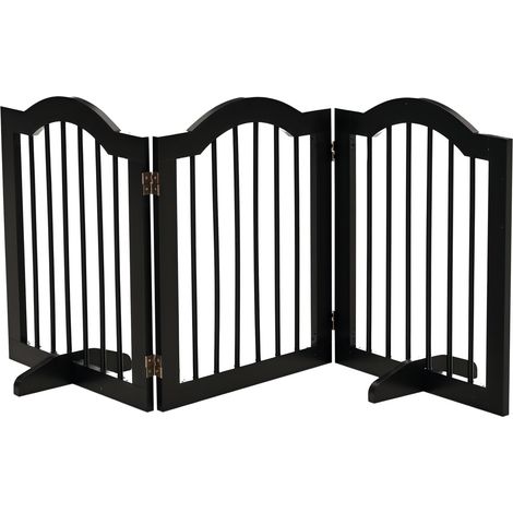 Barrière de sécurité pliable pour petits chiens. grille de protection à 3 panneaux avec pieds. 154.5 x 29.5 x 61 cm. noire (1/5)