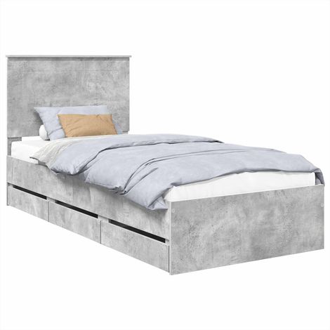 Estructura de cama Gris Concreto 90 x 200 cm Madera Ingenieril vidaXL
