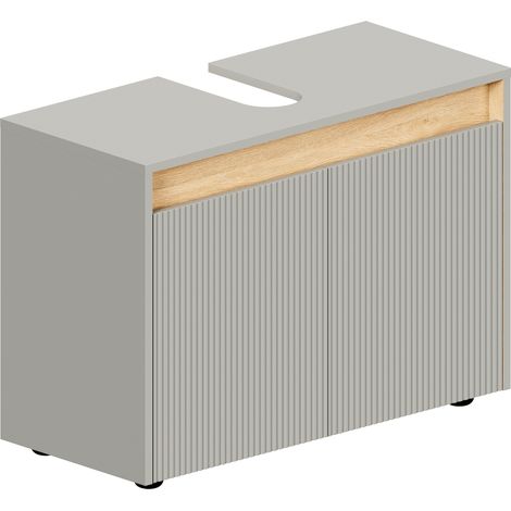 BERNSTEIN - Mobile lavabo da appoggio MDF grigio seta opaco 80x35x54cm (LxPxA) + 2 ante - BELDIVO	Grigio seta opaco