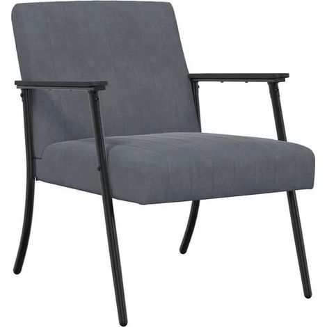 Fauteuil gris foncé, 59 x 75 x 78 cm, velours. (1/5)